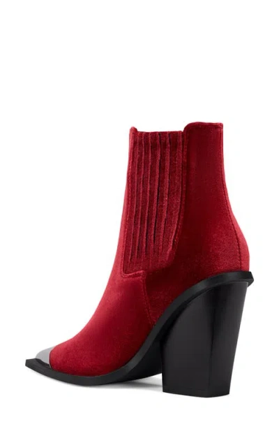Azalea Wang Lochlan Metallic Pointed Toe Bootie In Burgundy