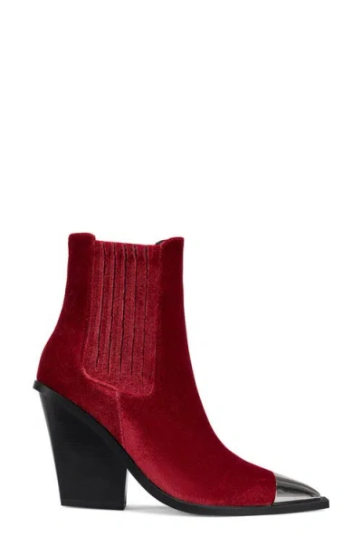 Azalea Wang Lochlan Metallic Pointed Toe Bootie In Burgundy