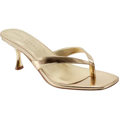 Marc Fisher Ltd Amele Metallic Kitten Thong Slide Sandals In Gold