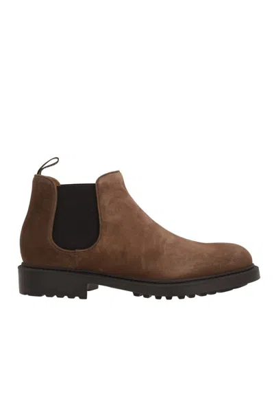 Doucal's Elastic-panel Suede Boots In Brown