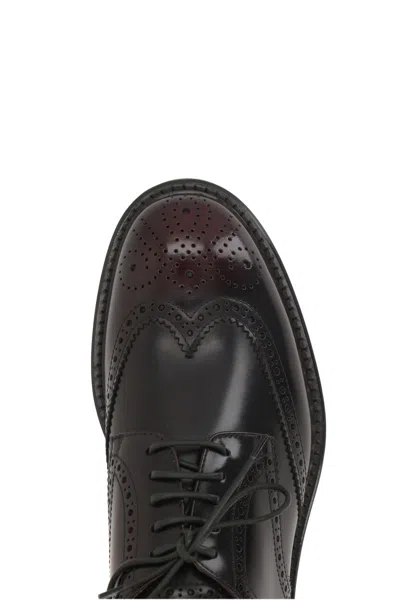 Doucal's Lace-up Shoes With Brogue Motif And Swallow Tail Detail In Black