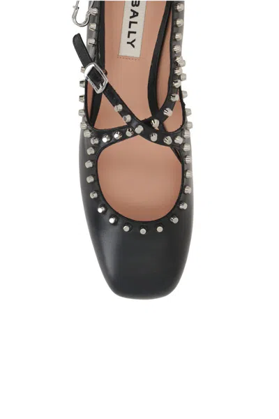 Bally Beliska Studded Leather Ballet Flats In Black