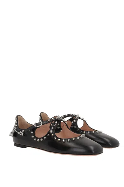 Bally Beliska Studded Leather Ballet Flats In Black