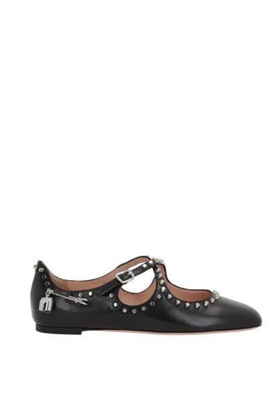 Bally Beliska Studded Leather Ballet Flats In Black