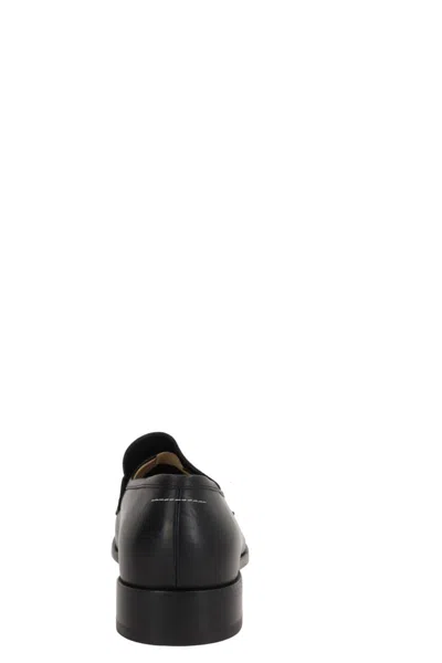 Mm6 Maison Margiela Split-toe Loafers In Black Calf Leather In Black