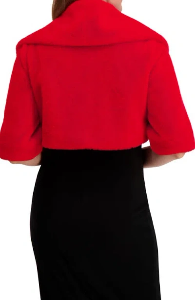 Laundry By Shelli Segal Faux Fur Shawl Collar Shrug In Red