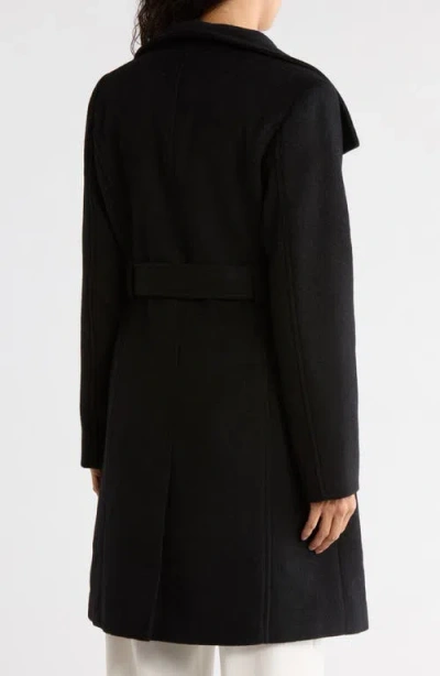 Bernardo Wool Blend Wrap Coat In Black