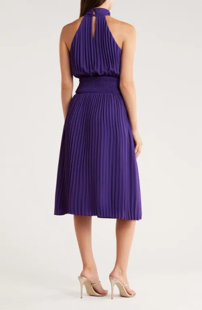 Area Stars Bow Neck Halter Dress In Purple