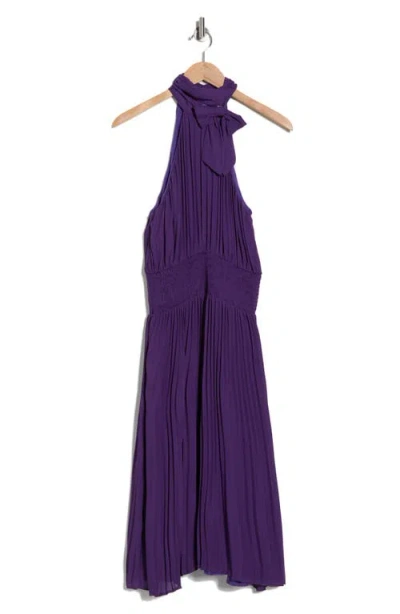 Area Stars Bow Neck Halter Dress In Purple