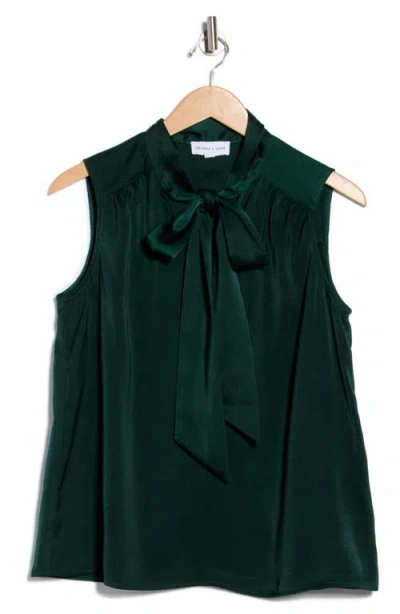 Gemma + Jane Tie Front Sleeveless Top In Green