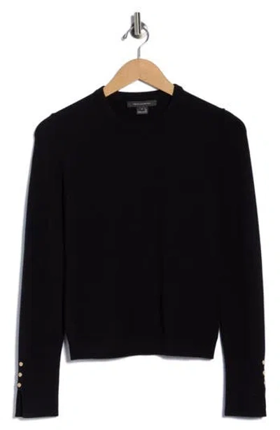 French Connection Split Cuff Crop Sweater In Black