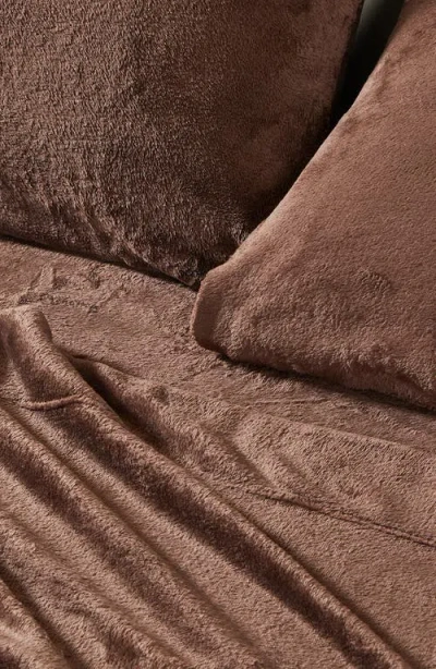 Woven & Weft Solid Plush Velour Sheet Set In Brown