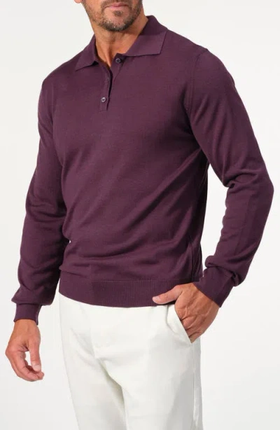 Studio Garnet Los Angeles Lightweight Merino Wool Quarter Zip Sweater In Burgundy