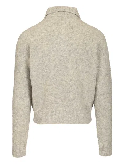 Ami Alexandre Mattiussi Ami Paris Grey Wool And Alpaca Polo Sweater Ami Paris In Gray