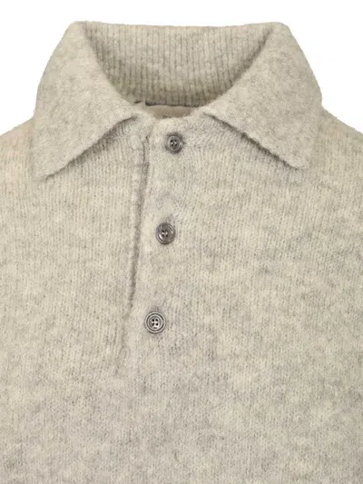 Ami Alexandre Mattiussi Ami Paris Grey Wool And Alpaca Polo Sweater Ami Paris In Gray