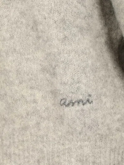 Ami Alexandre Mattiussi Ami Paris Grey Wool And Alpaca Polo Sweater Ami Paris In Gray