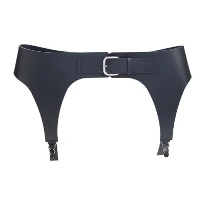 Jean Paul Gaultier Adjustable Leather Garter Belt With Metal Hardware In Black
