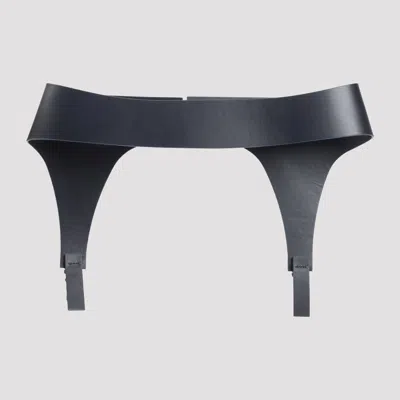 Jean Paul Gaultier Adjustable Leather Garter Belt With Metal Hardware In Black