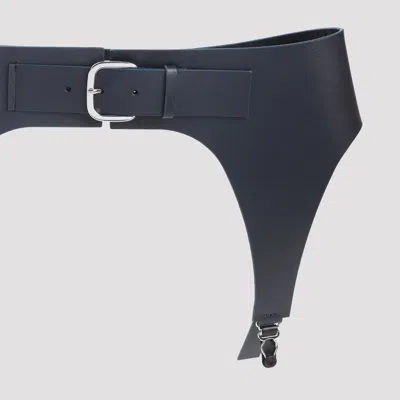 Jean Paul Gaultier Adjustable Leather Garter Belt With Metal Hardware In Black