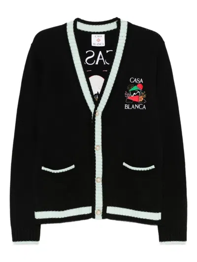 Casablanca Cardigan With Embroidered Panel In Multi