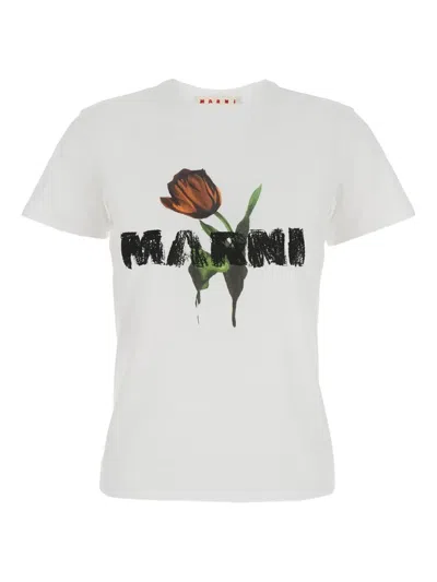 Marni Floral T-shirt In White