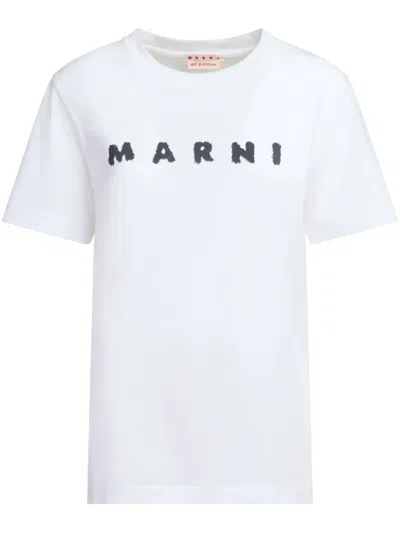 Marni Jersey Logo Short Sleeved T-shirt In White