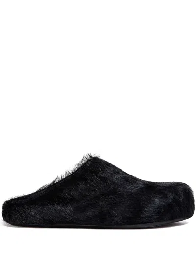 Marni Fussbet Fur Mules In Black