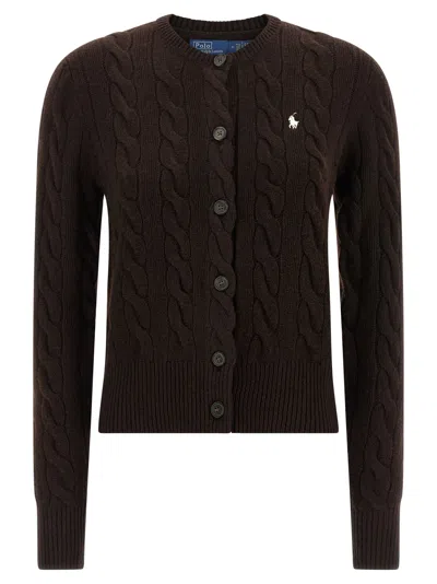 Polo Ralph Lauren Braided Cardigan Sweaters And Cardigans Brown In Brown