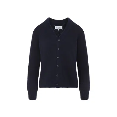 Maison Margiela Wool Blend Cardigan In Blue