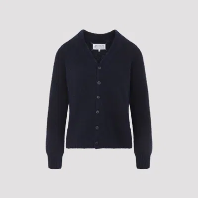 Maison Margiela Wool Blend Cardigan In Blue