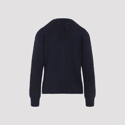 Maison Margiela Wool Blend Cardigan In Blue