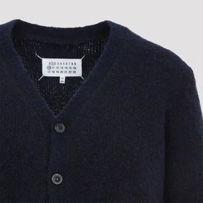 Maison Margiela Wool Blend Cardigan In Blue
