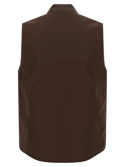 Carhartt Stylish Vest With Ribbed Collar And Front Pockets In Brown