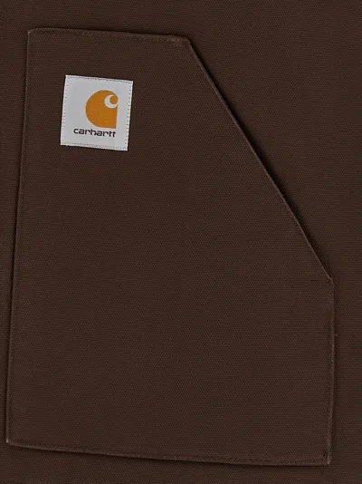 Carhartt Stylish Vest With Ribbed Collar And Front Pockets In Brown