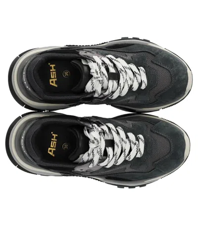 Ash Addict Sneakers In Grey Suede And Fabric In Animal Print