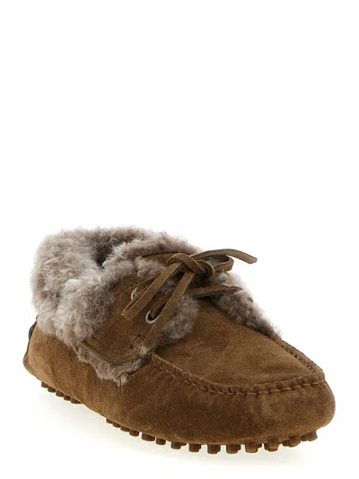 Brunello Cucinelli Suede Moccasin Driving Loafers Lace Detail