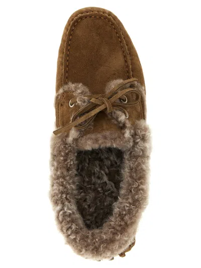 Brunello Cucinelli Suede Moccasin Driving Loafers Lace Detail