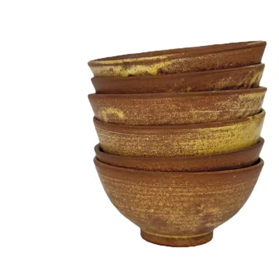 Clay And Limes Red / Yellow Ceramic Bowls In Brown