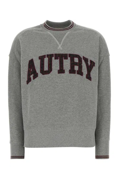 Autry Cotton Sweatshirt With Crew Neck And Long Sleeves In Gray