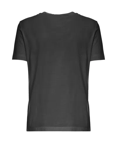 Roberto Cavalli Black T-shirt With Embroidered Logo In Blue