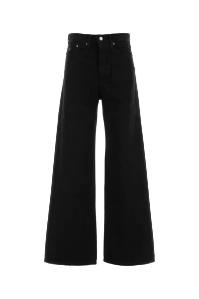 Lois Black Denim Skater Wide-leg Jeans In Black