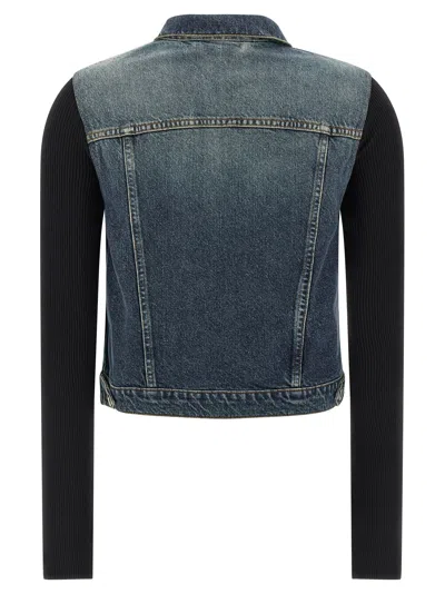 Coperni Hybrid Denim And Knit Jacket In Blue