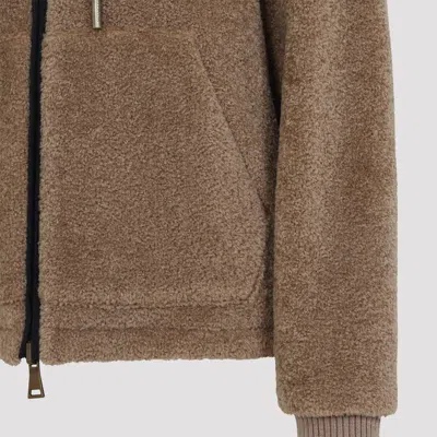 Moncler Reversible Hooded Cardigan Front Pockets In Brown