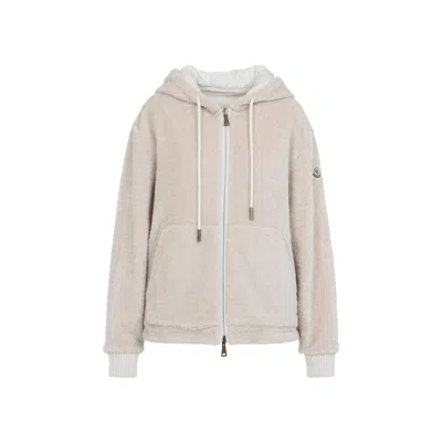 Moncler Hooded Cardigan Featuring Front Pockets In White
