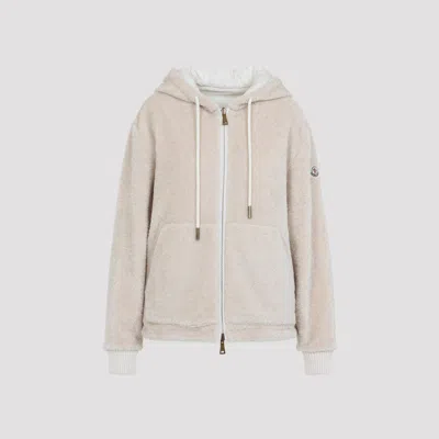 Moncler Hooded Cardigan Featuring Front Pockets In White