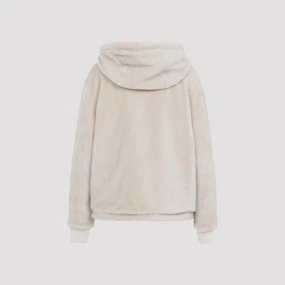 Moncler Hooded Cardigan Featuring Front Pockets In White