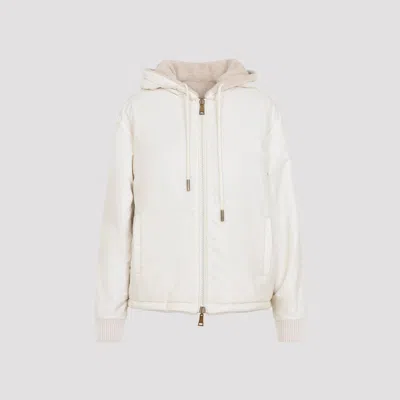 Moncler Hooded Cardigan Featuring Front Pockets In White