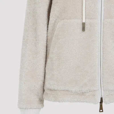 Moncler Hooded Cardigan Featuring Front Pockets In White