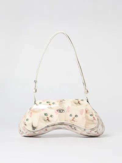 Diesel Play-shoulder Bag In Printed Glossy Pu In White