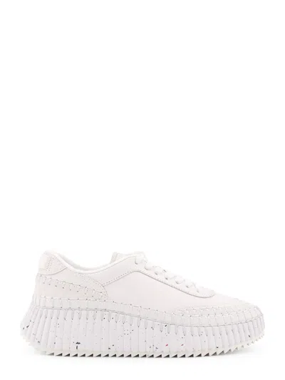 Chloé Nama Embroidered Suede And Recycled Mesh Sneakers In White